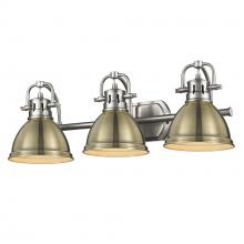  3602-BA3 PW-AB - Duncan 3 Light Bath Vanity in Pewter with an Aged Brass Shade